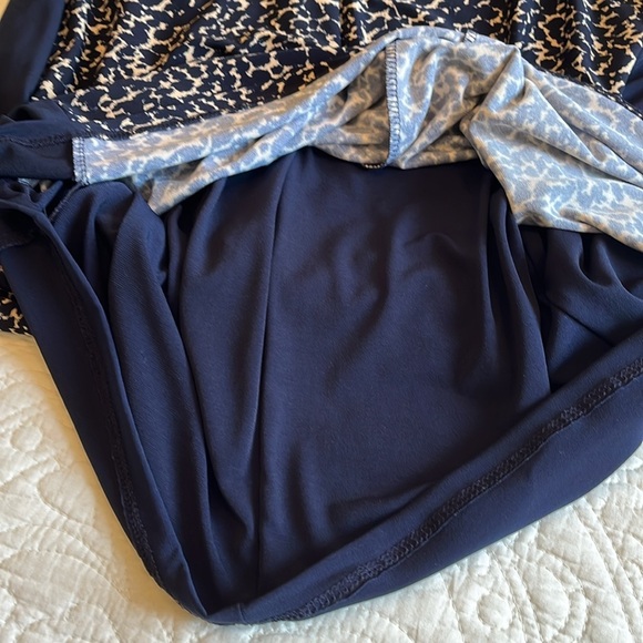 Ralph Lauren Print Runched Sheath Dress 12 P Navy Blue Leopard Classic Preppy - Picture 17 of 17